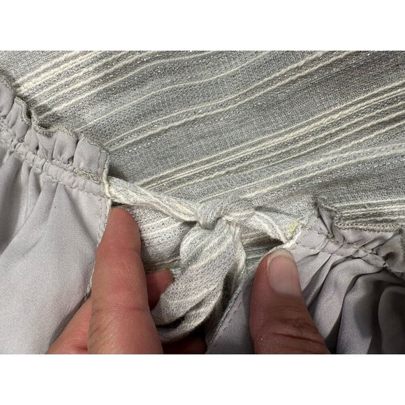 Drew Dress Womens Small Gray Silver Striped Maxi Boho‎ Tiered Cottagecore - Picture 14 of 16